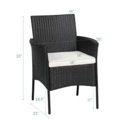 Tangkula Outdoor 4 PCS Rattan Dining Chair Patio Cushioned Arm Chair W/Zipper Black -Tangkula GUEST 00a8f9ec d0e0 4893 bca3 723eca7e6e19