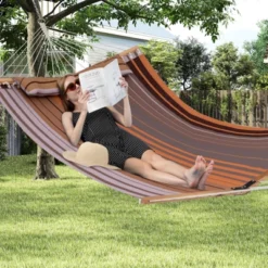 Tangkula Patio Hammock Foldable Portable Swing Chair Bed Detachable Pillow Blue & Green 14 Tangkula Patio Hammock Foldable Portable Swing Chair Bed Detachable Pillow Blue & Green -Tangkula GUEST 0125522e 057b 403d bf0d 9ad76f812383
