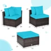 Tangkula 4-Piece Outdoor Rattan Sofa Set Sectional Conversation Couch Ottoman Turquoise/Red -Tangkula GUEST 01289adf 3459 4ede 9d37 4766cf3d1aae