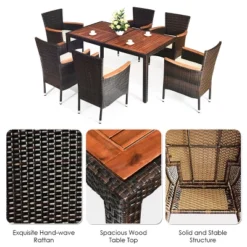 Tangkula 7pcs Patio Rattan Dining Set 6 Stackable Cushioned Chairs Patio -Tangkula GUEST 01aeaba4 75c9 4a5e 91c7 c67df92727c8
