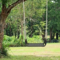 Tangkula 1-Person Rattan Porch Swing Single Swing Chair Bench W/ Hanging Hemp Ropes Outdoor -Tangkula GUEST 01b666cc ce66 420a 87c7 28a1377575e8