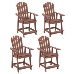 Tangkula 4 PCS Tall Adirondack Chair HDPE Outdoor Bar Stools With Armrests 4.5” Wide Footrest Patio Adirondack Barstools Balcony Chairs Brown -Tangkula GUEST 02422802 cc63 47fc a992 a52c10b8f76b