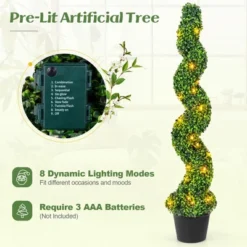 Tangkula 47" Pre-Lit Artificial Boxwood Spiral Topiary Tree Set Of 2 W/ 100 LED Lights 14 Tangkula 47" Pre-Lit Artificial Boxwood Spiral Topiary Tree Set Of 2 W/ 100 LED Lights -Tangkula GUEST 02a780c3 ba30 4717 98b6 c0a9d7d23a7a