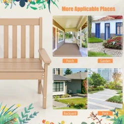 Tangkula Garden Bench All-Weather HDPE 2-Person Outdoor Bench For Front Porch Backyard Gray -Tangkula GUEST 02dd8701 7448 467f bdf5 c3f38f9e39f3