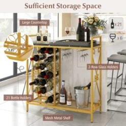 Tangkula Freestanding Floor Drink Rack, Wooden Coffee Bar Table W/ Drink Storage -Tangkula GUEST 02ddca9a 3e14 483d beb7 62f1c66706db