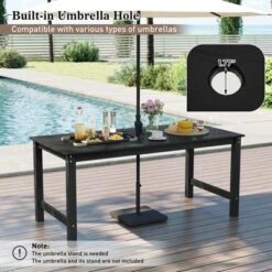Tangkula HDPE Outdoor Dining Table For 6 Person 67" Patio Table W/ Wood-Like Tabletop -Tangkula GUEST 034b055e 9863 4b04 86c5 08a35b35c2ce