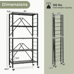Tangkula 2PCS Foldable Storage Shelf W/ Wheels Adjustable Shelves Metal Shelving Unit -Tangkula GUEST 034db71f 799e 42bb a1ee 81457fb8e9de