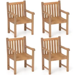 Tangkula 4 PCS Teak Wood Patio Dining Chair Outdoor Armchair W/ Slatted Seat & Solid Legs 17 Tangkula 4 PCS Teak Wood Patio Dining Chair Outdoor Armchair W/ Slatted Seat & Solid Legs -Tangkula GUEST 0357331a a58f 400d 9503 2e022ee0bf92