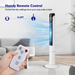 Tangkula 48" 80°Oscillating Bladeless Tower Fan W/ Remote Control, LED Display, 15H Timer, 3 Speeds, 3 Modes, Portable Quiet Standing Fan -Tangkula GUEST 03d88271 e520 4e0a b2a0 ca6a937432d4