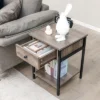 Tangkula Industrial End Side Table Nightstand With Drawer Shelf Rustic Grey Oak -Tangkula GUEST 041756ac 518f 4482 a33a e27439d524e6