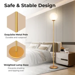 Tangkula Glass Globe LED Floor Lamp W/ Acrylic Lampshade Bedroom Office -Tangkula GUEST 044ea327 5132 471e bbb5 47a8a6d2b17e