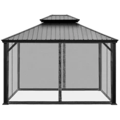 Tangkula 12ft X 10ft Patio Hardtop Gazebo Double Vented Roof Outdoor Galvanized Steel Sun Shelter Brown/Gray 12 Tangkula 12ft X 10ft Patio Hardtop Gazebo Double Vented Roof Outdoor Galvanized Steel Sun Shelter Brown/Gray -Tangkula GUEST 049f7f51 c9cf 4dd5 b46e 7777250f4c62