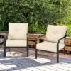 Tangkula Set Of 2 Patio Dining Chairs Outdoor Armchairs W/Padded Cushions For Backyard Garden Balcony