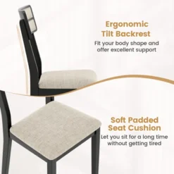 Tangkula Modern Dining Chairs Set Of 4 W/Tilt Backrest Rubber Wood Legs Soft Padded Seat -Tangkula GUEST 051439ba deb8 401a b240 73e74d539ad0