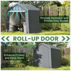 Tangkula 6.5 X 6 FT Portable Motorcycle Bike Shed W/ Roll Up Zipper Door Ratchet Strap -Tangkula GUEST 053609ab 5bfa 400d 96f9 4c79d1a91907