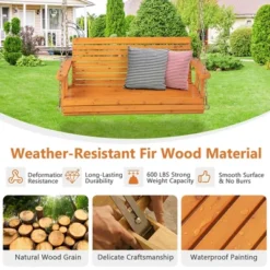 Tangkula 2-Person Porch Swing Chair Wooden Garden Swing Bench W/ Adjustable Chains -Tangkula GUEST 0574274c 5a7b 4d7a 9ffa 9b7acf5018b0