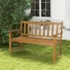 Tangkula 2-Person Outdoor Bench Patio Wooden Bench With Ergonomic Backrest & Armrests All-weather Acacia Wood Frame 48"x 22" -Tangkula GUEST 0579f6be f1c0 487b 9197 798b5644308d