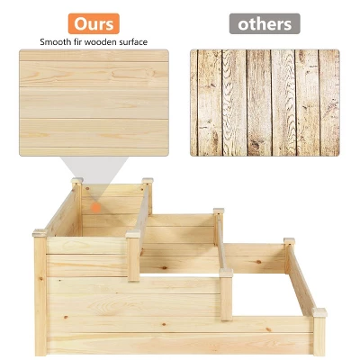 Tangkula 3 Tier Wooden Raised Garden Bed Planting Box Growing Flower Vegetables Outdoor 6 Tangkula 3 Tier Wooden Raised Garden Bed Planting Box Growing Flower Vegetables Outdoor - Image 4