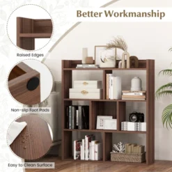 Tangkula 2pcs 7 Cubes Open-back Bookshelf Home Storage Display Shelf Horizontal Wooden Bookcase Free-standing Storage Unit With Anti-Toppling Devices Floor Organizer Rack For Bedroom Study Living Room Walnut / White -Tangkula GUEST 05ec7640 d26a 4e72 80e2 ab3fbde995b1