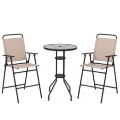 Tangkula 3PCS Bistro Set Folding Chairs Round Bar Table W/ 1.6" Umbrella Hole Yard Patio 17 Tangkula 3PCS Bistro Set Folding Chairs Round Bar Table W/ 1.6" Umbrella Hole Yard Patio -Tangkula GUEST 05f96631 fab3 44b7 bc0a 228d3882db80