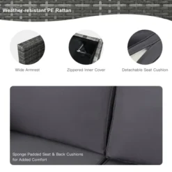 Tangkula 9 PCS Rattan Dinning Set Wicker Sofa W/Propane Gas Fire Pit 60,000 Btu Heater -Tangkula GUEST 060e81d4 2c24 4b41 bf4f 46c96265b214