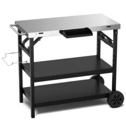 Tangkula Outdoor Food Prep Cart Table 3-tier Mobile Serving Trolley With Adjustable Shelf Phone Stand Spice Rack Towel Rack Garage Rack -Tangkula GUEST 0623e9fd 263a 465c 8a21 81d40647fcb7
