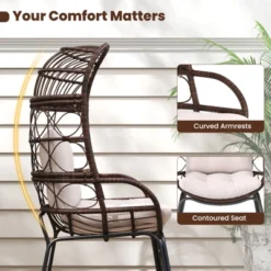 Tangkula PE Wicker Egg Chair Patio Cocoon Lounger W/ Comfortable Cushions & Metal Frame 15 Tangkula PE Wicker Egg Chair Patio Cocoon Lounger W/ Comfortable Cushions & Metal Frame -Tangkula GUEST 0629c8cd 8713 457e bdc7 65972b9df2ca