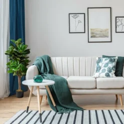 Tangkula 5Ft Fiddle Leaf Fig Tree Artificial Greenery Plant Home Office Decoration