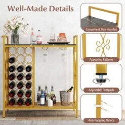 Tangkula Freestanding Floor Drink Rack, Wooden Coffee Bar Table W/ Drink Storage -Tangkula GUEST 0678a586 ba23 41d5 ace4 818832fd824a