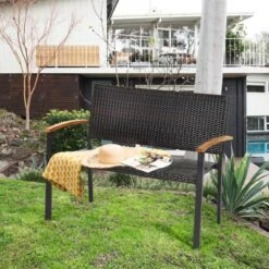 Tangkula 2 PCS Patio Furniture Set Weather-Resistant Rattan Bench Wicker Loveseat Steel Frame For Yard Garden Poolside 15 Tangkula 2 PCS Patio Furniture Set Weather-Resistant Rattan Bench Wicker Loveseat Steel Frame For Yard Garden Poolside -Tangkula GUEST 069a2e9b b3f2 433f ac50 ab3eac945ffa