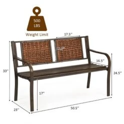 Tangkula Patio Garden Bench Rattan Backrest Park Bench Heavy-Duty Metal Chair Seat -Tangkula GUEST 06a5fad6 f3d2 4203 96c1 b367cf6e438e
