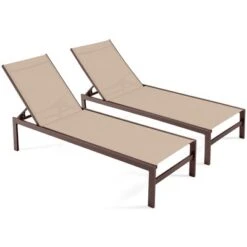 Tangkula Set Of 2 Aluminum Patio Chaise Lounge Outdoor Adjustable Lounge Chair W/ 6-Position Backrest -Tangkula GUEST 06be6ed1 74e8 4af4 83fb 14850a1ef43b