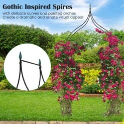 Tangkula Garden Arbor Gothic Style Decorative Metal Garden Arch Outdoor Patio Pergola For Vine Rose Climbing -Tangkula GUEST 06c9c21b 74d4 4e60 b15c 3b4ef1949053