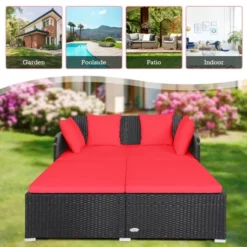 Tangkula Patio Rattan Daybed With 4 Pillows Cushioned Sofa For Outdoor -Tangkula GUEST 06d5cbf9 683c 4092 acb2 69f796b2a4aa