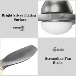 Tangkula Modern 48" Ceiling Fan With Light, Remote Control, Reversible Noiseless Motor, 5-Speed & 3 Colors Temperature Switch Silver -Tangkula GUEST 06ede737 c7d0 4eda 894e e57cf0e66d66