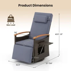 Tangkula Set Of 2 Patio Rattan 360° Swivel Recliner Chair Wicker Lounge Chair W/Adjustable Backrest & Footrest Reclining Seat W/Flip Side Table -Tangkula GUEST 06f93b73 6a90 4edf acca 698bf0ed9449