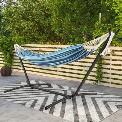 Tangkula Portable Indoor Outdoor 2-Person Double Hammock Set W/ Stand And Carrying Cases 5 Tangkula Portable Indoor Outdoor 2-Person Double Hammock Set W/ Stand And Carrying Cases - Image 3