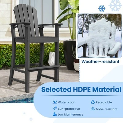 Tangkula 2PCS Outdoor HDPE Bar Stool Tall Adirondack Chair With Armrests And Footrest 30 Inches Counter Height Bar Stool 7 Tangkula 2PCS Outdoor HDPE Bar Stool Tall Adirondack Chair With Armrests And Footrest 30 Inches Counter Height Bar Stool - Image 5