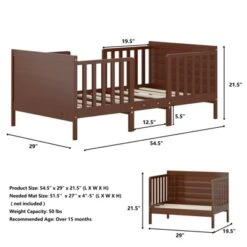 Tangkula 2-in-1 Convertible Kids Furniture Bed Toddler Crib With 2 Side Safety Guardrails White/Brown -Tangkula GUEST 07aa31b6 476f 45bf af01 1aeef8f7d1ab