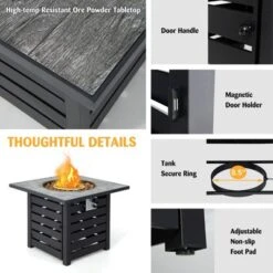 Tangkula 32”Propane Fire Pit Table Square Tabletop Auto-Ignition W/ Rain Cover Lava Rocks -Tangkula GUEST 07ebc50c 3865 436b 8de4 74c0e9b56ab7