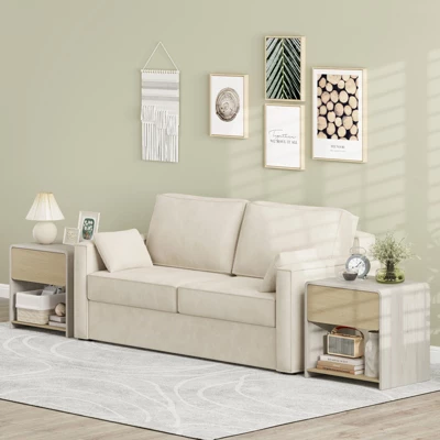 Tangkula Modern Style Nightstand 2-Tier Sofa Side Bedside Table W/ Drawer & Open Shelf 11 Tangkula Modern Style Nightstand 2-Tier Sofa Side Bedside Table W/ Drawer & Open Shelf - Image 9