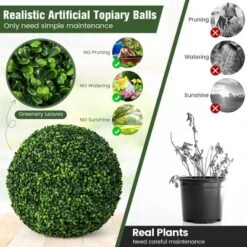 Tangkula 2 PCS Artificial Plant Topiary Ball 19" Faux Decorative Balls For Indoor Outdoor -Tangkula GUEST 08ab9d28 43fd 429c a960 fe5e38ef8612