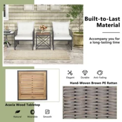 Tangkula Outdoor 3 Pieces Patio Rattan Chair & Coffee Table Set Furniture Set Backyard Poolside -Tangkula GUEST 08adbabc a36b 4703 a4e3 c6d958c8de36