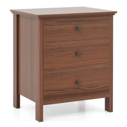 Tangkula 3-Drawer Nightstand Wooden Bedside Table Modern Side End Table Walnut -Tangkula GUEST 08eda6b9 0d8e 4bbb 9133 f7cc14d6562a