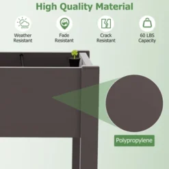 Tangkula Raised Bed Grow Box 53L Self-Watering Planter Box Stand W/ Water Level Monitor Water Drainage Hole Detachable Crossbar Coffee/White -Tangkula GUEST 09403053 dc3e 4e86 8568 90efe92d3dc0