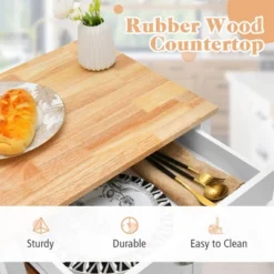 Tangkula Small Kitchen Island On Wheels Mobile Trolley Cart Barn Door Drawer Hooks -Tangkula GUEST 0a0797bb 6e51 4985 a691 3a99b765b4ba