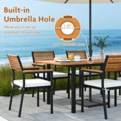 Tangkula 7-Piece Patio Furniture Set Outdoor Dining Chair Set For 6 W/ Acacia Wood & Metal Frame 11 Tangkula 7-Piece Patio Furniture Set Outdoor Dining Chair Set For 6 W/ Acacia Wood & Metal Frame -Tangkula GUEST 0a0ad51f ead7 4936 adfb dcf2b2b25059