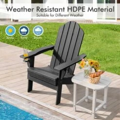 Tangkula Outdoor Adirondack Chair W/Ergonomic Design&Ottoman Lounge Armchair HDPE Chair For Yard&Patio Black/Grey/Turquoise/White -Tangkula GUEST 0a29ddf0 066e 48e4 838c 4d7be95b205e
