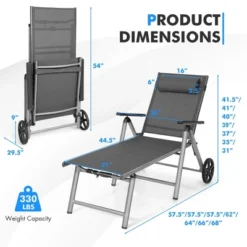 Tangkula 2PCS Patio Recliner Chair Outdoor Adjustable Folding Chaise Lounge Chair W/ 2 Wheels -Tangkula GUEST 0a4bee85 7119 44ea ad25 b28a5d176687