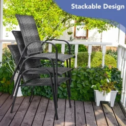 Tangkula 12PCS Outdoor PE Wicker Stacking Dining Chairs Patio Arm Chairs -Tangkula GUEST 0a7135d6 5036 4d78 8e42 2db63c2b36c4